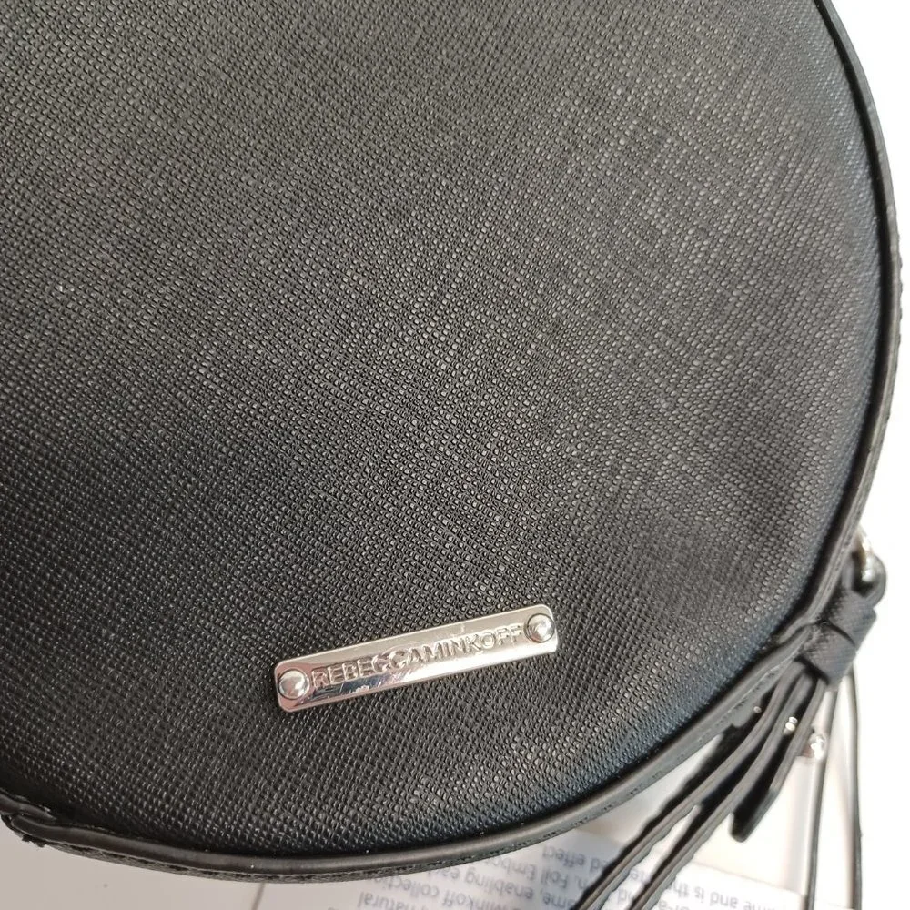Rebecca Minkoff Bag Small Black Perforated Leather Circle Bag Wristlet NEW‎